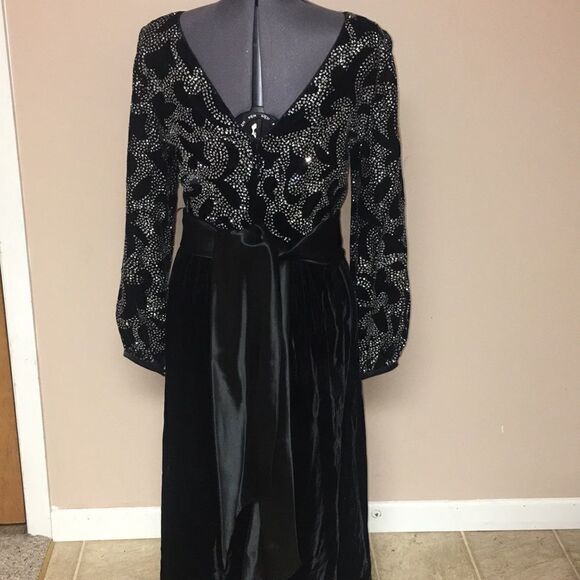 Ricki Lang Nuit Vintage black studded formal cocktail gown - Picture 6 of 8